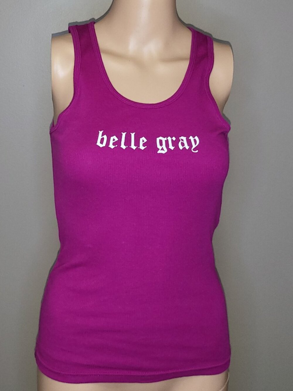 American Apparel Belle Gray Pink Graphic Ribbed Tank Top Size M Y2K